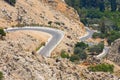 Winding mountain road, Rhodes, Greece