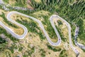 Winding mountain road, view from above. Royalty Free Stock Photo