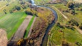 Winding Nida River Bends and Polish Countryside in Swietokrzyskie Royalty Free Stock Photo