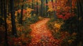 A Winding Path Through an Autumn Forest Royalty Free Stock Photo
