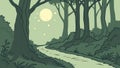 Winding path through a dark forest at dusk, serene and mysterious. vector design Generative AI Royalty Free Stock Photo