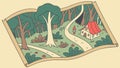 Winding Path Through a Lush Forest on an Adventure Map, vector design Generative AI Royalty Free Stock Photo