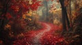 Winding Path Through a Misty Autumn Forest Royalty Free Stock Photo