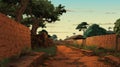 Ghana Pathway In Classical Comic Style Illustration