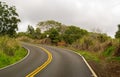 A winding paved road leading deeper into the rainforest on Kauai Royalty Free Stock Photo