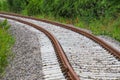 Winding railroad tracks through the forest Royalty Free Stock Photo