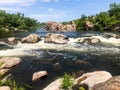 Winding river with rapids in a rocky gorge Royalty Free Stock Photo