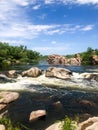 Winding river with rapids in a rocky gorge Royalty Free Stock Photo