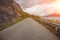 Winding road along mountains and fjord Royalty Free Stock Photo