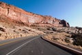 The winding road into Arches National Park, Moab, Utah Royalty Free Stock Photo