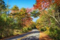 Winding road through autumn in New England Royalty Free Stock Photo