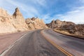 Winding road through Badlands National Park, South Dakota Royalty Free Stock Photo