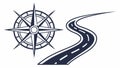 Winding road with a compass, symbolizing a guided journey. vector design Generative AI Royalty Free Stock Photo