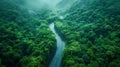 Winding Road through Dense Forest. Generative ai Royalty Free Stock Photo