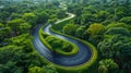 Winding Road through Dense Forest. Generative ai Royalty Free Stock Photo