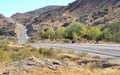 A winding road in the desert landscape