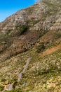 A winding road in the dry mountains around Cape Town Royalty Free Stock Photo