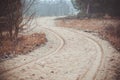 Wheel tracks on a sandy road. Royalty Free Stock Photo