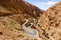 Winding road at Gorges du Dades R704 in Morocco Royalty Free Stock Photo