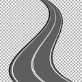 Winding road isolated, highway vector