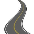 Winding road isolated, highway vector