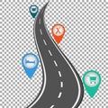 Winding road isolated, highway vector