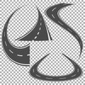 Winding road isolated, highway vector