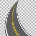 Winding road isolated, highway vector