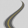 Winding road isolated, highway vector