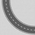 Winding road isolated, highway vector