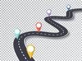 Winding Road Isolated Transparent Special Effect. Road way location infographic template. EPS 10 Royalty Free Stock Photo