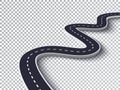Winding Road Isolated Transparent Special Effect. Road way location infographic template. EPS 10 Royalty Free Stock Photo