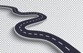 Winding Road Isolated Transparent Special Effect. Road way location infographic template. EPS 10 Royalty Free Stock Photo