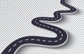 Winding Road Isolated Transparent Special Effect. Road way location infographic template. EPS 10