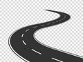Winding road. Journey traffic curved highway. Road to horizon in perspective. Winding asphalt empty line isolated Royalty Free Stock Photo