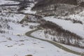 Winding road on KvalÃÂ¸ya Island in winter