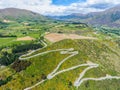 Winding Road on Mountain, Queenstown, New Zealand Royalty Free Stock Photo