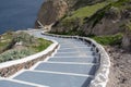 A winding road through mountains on a hot sunny day Royalty Free Stock Photo