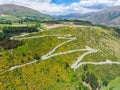 Winding Road on Mountain, Queenstown, New Zealand Royalty Free Stock Photo