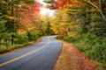 Winding road in New England fall foliage