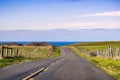 Winding road on the Pacific Ocean coastline on a clear sunny day, Point Reyes National Seashore, California Royalty Free Stock Photo