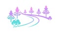 Winding Road Purple Forest Vector Landscape, vector design Generative AI Royalty Free Stock Photo
