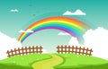 Winding Road Rainbow Nature Landscape Scenery Illustration Royalty Free Stock Photo