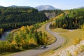 Winding road in river valley Royalty Free Stock Photo