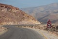 Roadsigns on desert road, Jordan