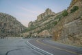 Winding road in scenic Mount Lemmon with cliffs and sky view in Arizona Royalty Free Stock Photo