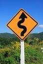 Winding road sign Royalty Free Stock Photo