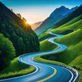 A winding road in the technology generated image Royalty Free Stock Photo