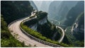 The winding road of Tianmen mountain national park, Hunan province