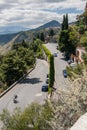 Winding road to the old town of Taormina in Sicily, Italy